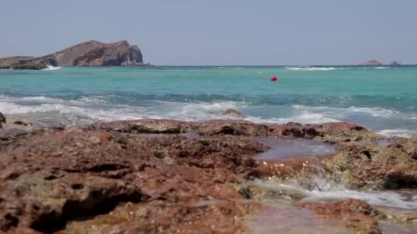 Cala Comte Praia Ibiza Imagem Nível Solo Uma Enseada Ibiza — Vídeo de Stock