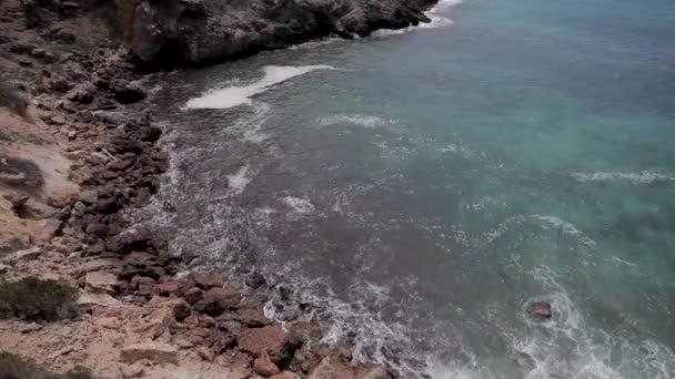 Falésias Ibiza Panorâmica Horizontal Vistas Panorâmicas Uma Praia Ibiza Verão — Vídeo de Stock