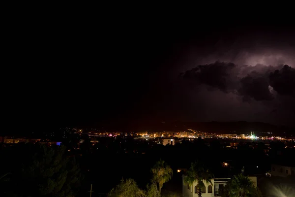 Электрический Шторм Над Заливом Сан Антонио Ибица Испания — стоковое фото