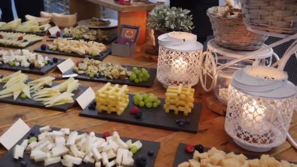 Cheese Table Reception Party — Stock Video