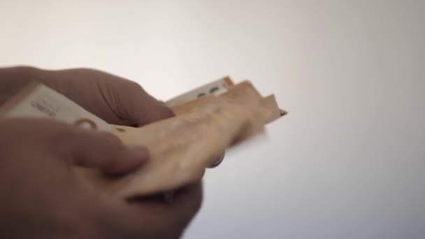 Mains Homme Comptant Cinquante Billets Euros — Video