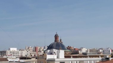 Valencia - İspanya, 22 Eylül 2018: Valencia merkezi panoramik bir teras görünümlerinden
