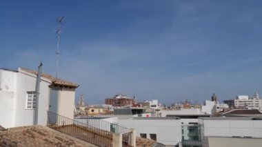 Valencia - İspanya, 22 Eylül 2018: Valencia merkezi panoramik bir teras görünümlerinden