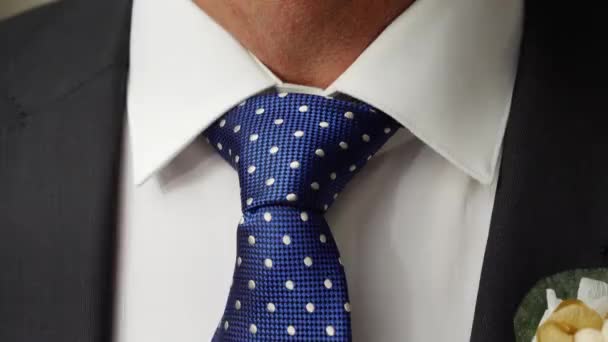 Ember Beállítása Nyakkendőjét Hogy Megy Esküvő — Stock videók