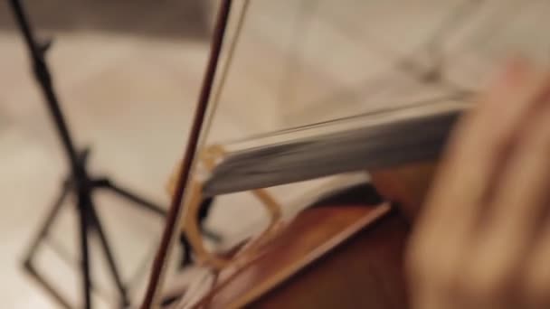 Рука Музиканта Грає Віолончелі — стокове відео