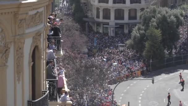 Valência Espanha Março 2019 Praça Câmara Municipal Valência Mascleta Fallas — Vídeo de Stock