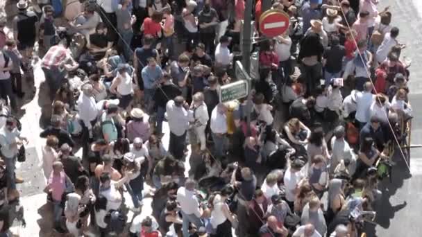 Valencia España Marzo 2019 Plaza Del Ayuntamiento Valencia Mascleta Fallas — Vídeos de Stock