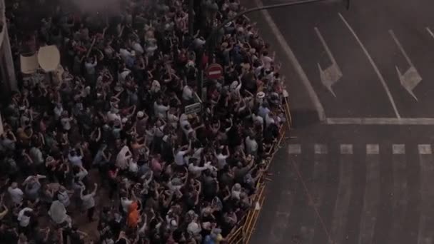 Valencia España Marzo 2019 Plaza Del Ayuntamiento Valencia Mascleta Fallas — Vídeo de stock