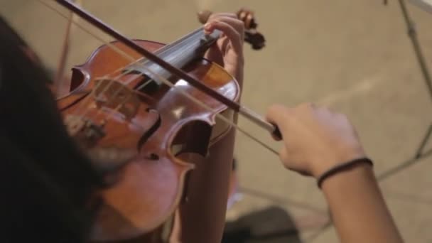 Frau Spielt Geige Bei Einem Konzert — Stockvideo