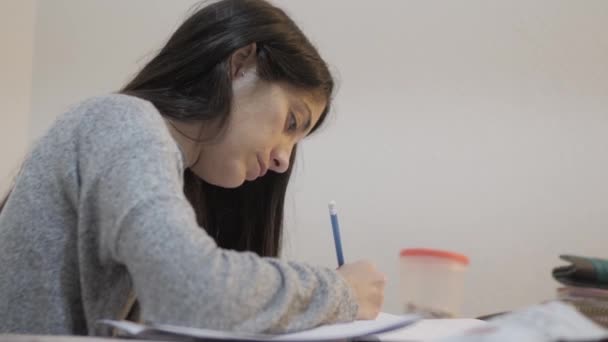 Mujer Preparando Estudios Para Examen Universitario — Vídeos de Stock