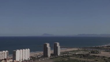 Turistik Kenti Cullera, Valencia, İspanya'nın panoramik görüntüsü.