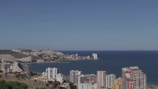 Panorama Bild Der Touristenstadt Cullera Valencia Spanien — Stockvideo