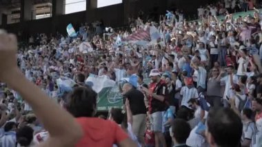 Elche, İspanya - 13 Ekim 2019: futbol dostluk maçı, Arjantin 6 - Ekvador 1, Arjantin taraftarları kutlama, coşku