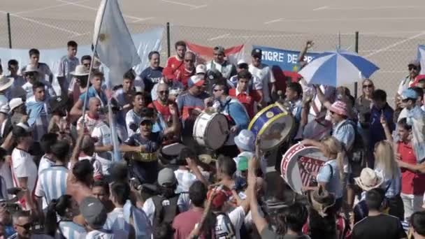 Elche Spanien Oktober 2019 Fotbollsmatch Argentina Ecuador Argentina Fans Firar — Stockvideo