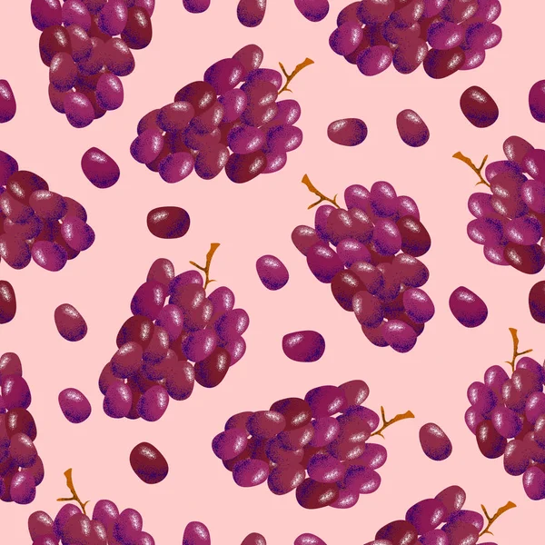 Vintage tarzı Botanik ile üzüm seamless modeli pembe bir arka plan üzerinde çizilmiş şekil ver. Kumaş, moda, kafe, Restoran ve meyve pazarı için kullanabilirsiniz.