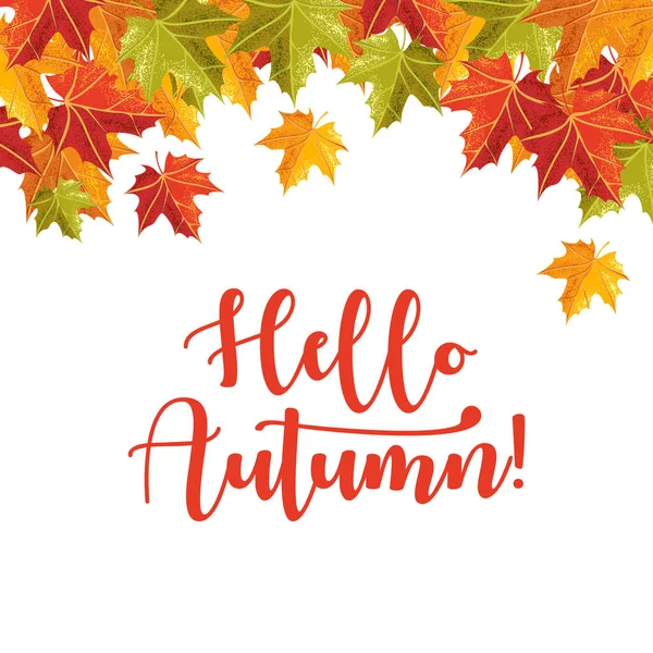 Bannière Hello Autumn Avec Ombre Grain Pour Saison Automne Peut — Image vectorielle
