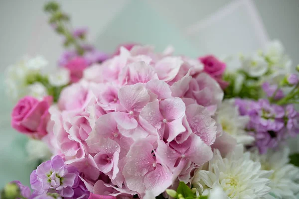 Букет Цветов Розового Цвета Розовой Вазе — стоковое фото