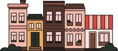 Birden fazla renkli düz evin vektör görüntüsü