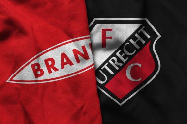 Pringsewu, Lampung; 2 Eylül 2025; Brann futbol kulübü logosu kıvrımlı kumaş Ultrecht Uefa europa Ligi maçı