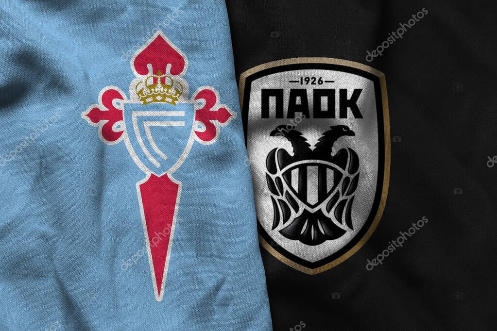 Pringsewu, Lampung; September 2, 2025; Celta Vigo football club logo texture corrugated fabric Paok match uefa europa league match