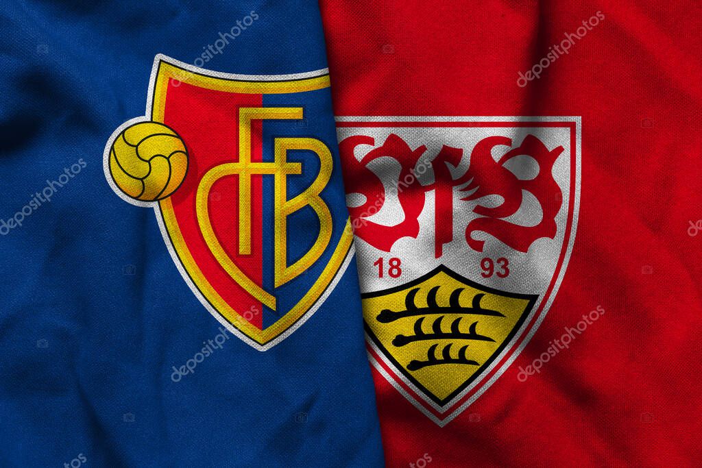 Pringsewu, Lampung; September 2, 2025; Basel football club logo texture corrugated fabric VfB Stuttgart match uefa europa league match
