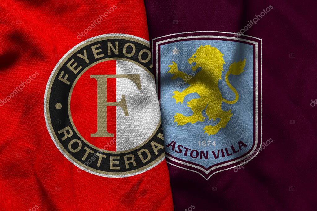 Pringsewu, Lampung; September 2, 2025;  Feyenoord  football club logo texture corrugated fabric Aston Villa match uefa europa league match