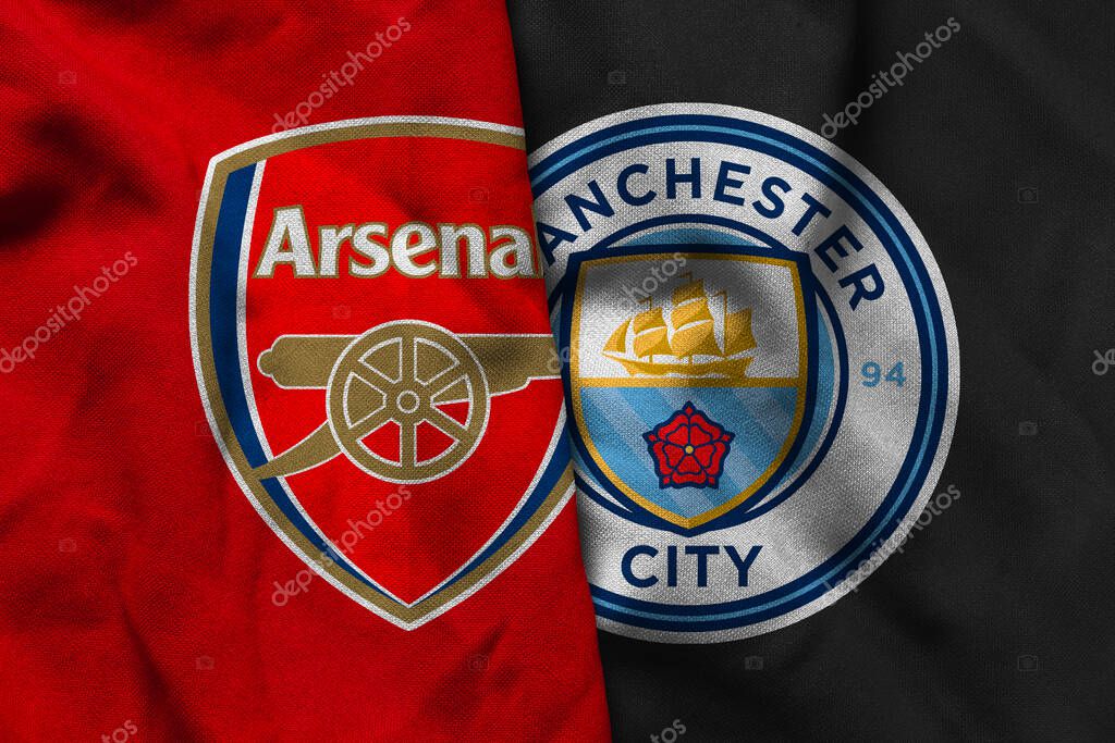 Pringsewu, Lampung; September 19, 2025; Arsenal football club logo texture corrugated fabric Manchester City match premier league match