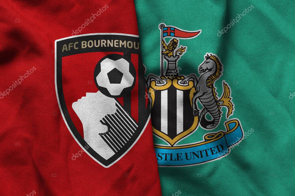 Pringsewu, Lampung; September 19, 2025; Bournemouth football club logo texture corrugated fabric Newcastle match premier league match