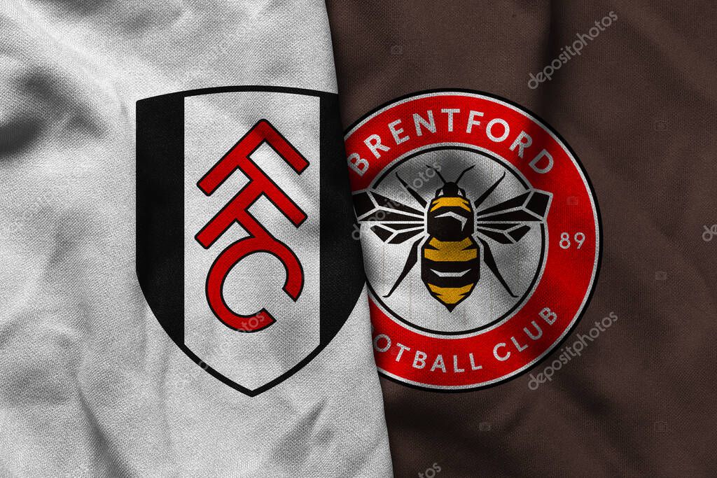 Pringsewu, Lampung; September 19, 2025; Fulham football club logo texture corrugated fabric Brentford match premier league match
