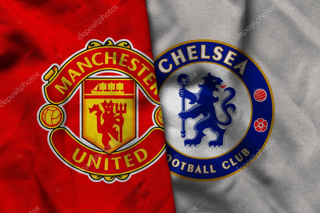 Pringsewu, Lampung; September 19, 2025; Manchester United football club logo texture corrugated fabric Chelsea match premier league match