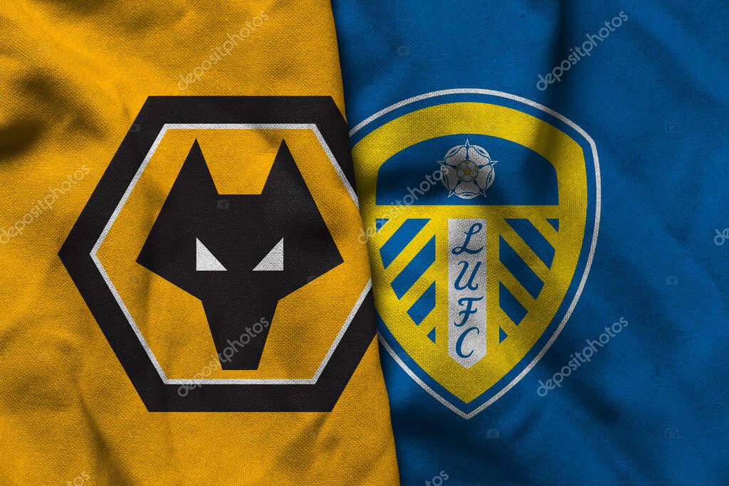 Pringsewu, Lampung; September 19, 2025; Wolves football club logo texture corrugated fabric Leeds United match premier league match