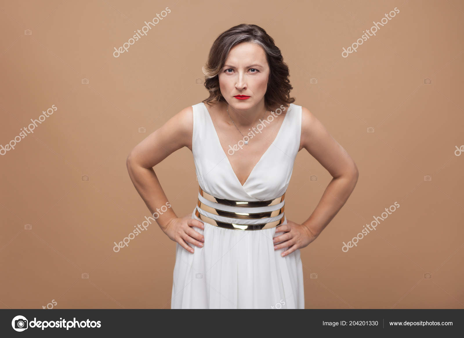 red lips white dress