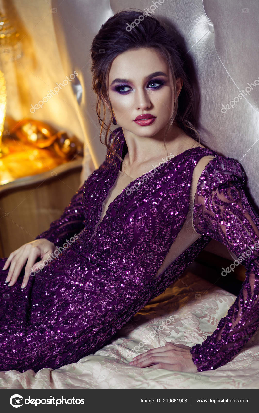 purple shiny dress