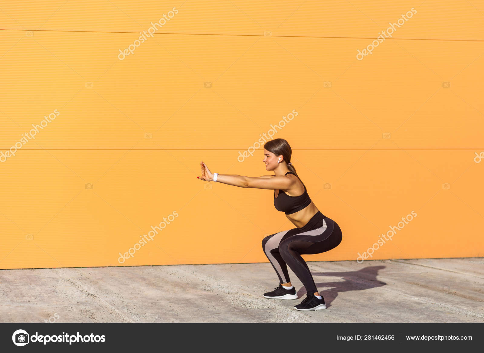 Young Attractive Woman Practicing Yoga Chair Pose Doing Bodyweight