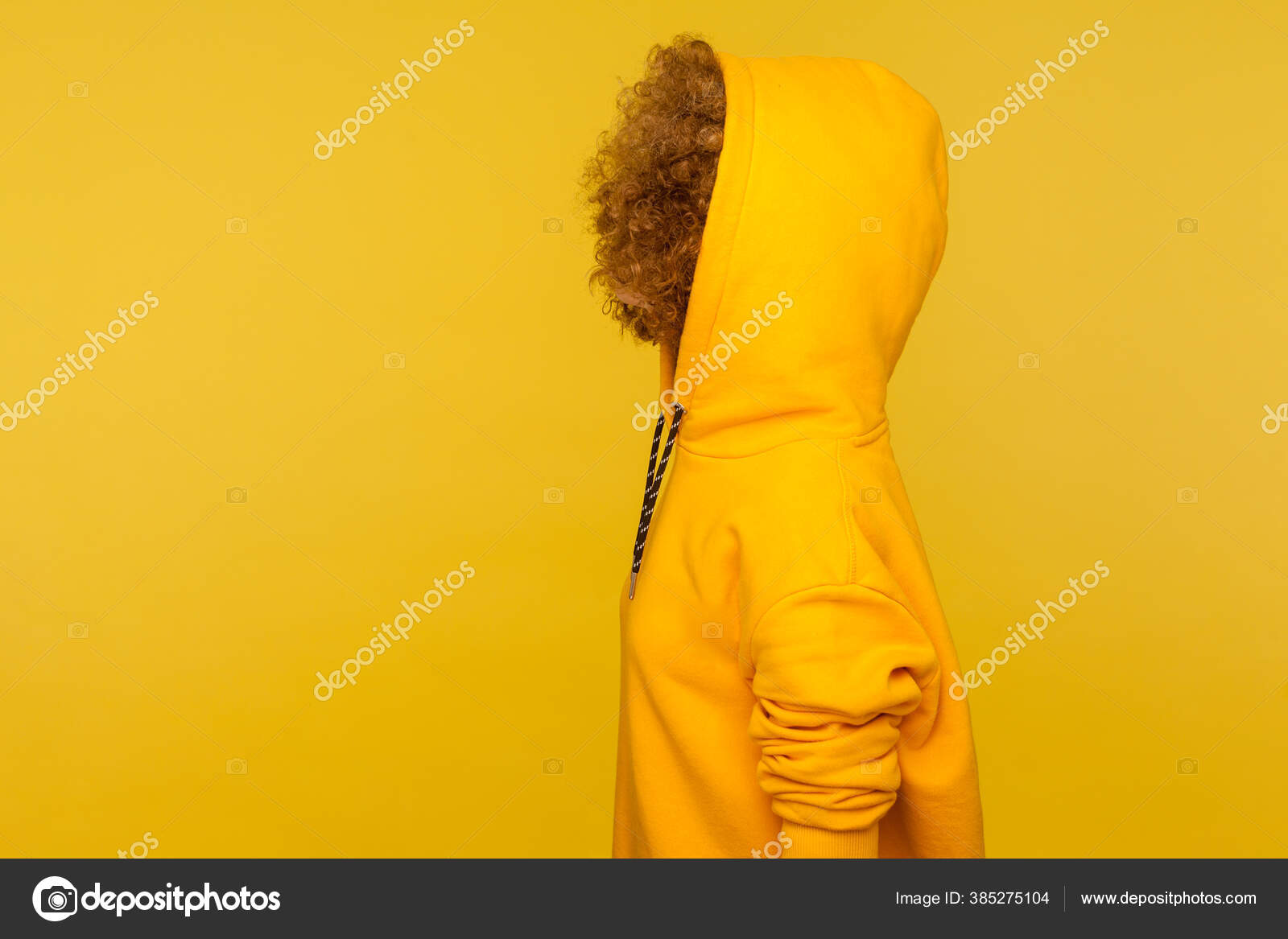 Side View Anonymous Person Thick Curly Hair Wearing Urban Style