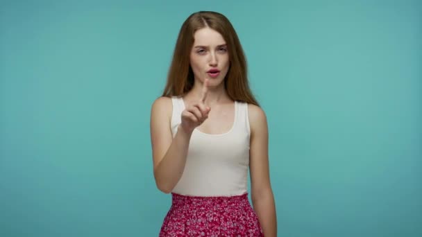 Don Mistake Girl Warning Admonishing Finger Gesture Saying Careful Scolding — Stock Video