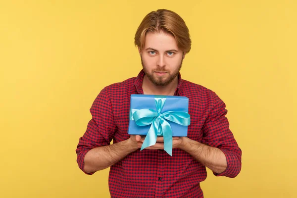 Knappe Stijlvolle Man Met Een Baard Geruit Shirt Met Elegante — Stockfoto