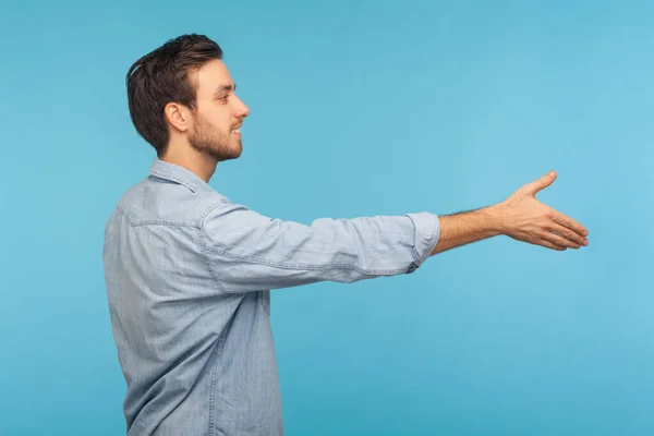 Hei Hyggelig Møte Deg Sett Fra Siden Vennlig Smilende Kjekk – stockfoto