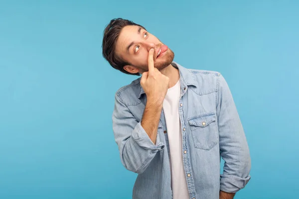 Mala Conducta Malos Modales Retrato Loco Gracioso Con Camisa Vaquera —  Fotos de Stock