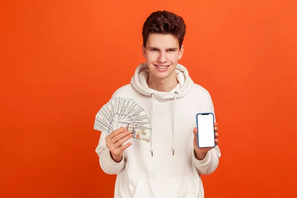 Adolescente Rico Seguro Mismo Sudadera Casual Con Capucha Fanático Los — Foto de Stock