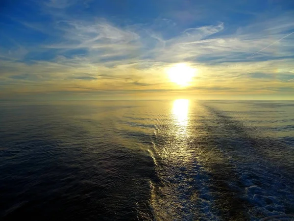 Zonsondergang Zonsopgang Bord Van Dfds Veerboot Princess Seaways — Stockfoto
