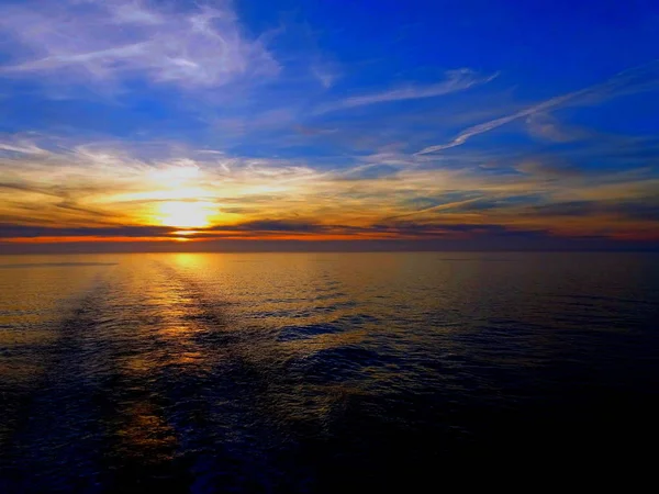 Sunset Sunrise Bord Dfds Ferry Princess Seaways — Stock Photo, Image