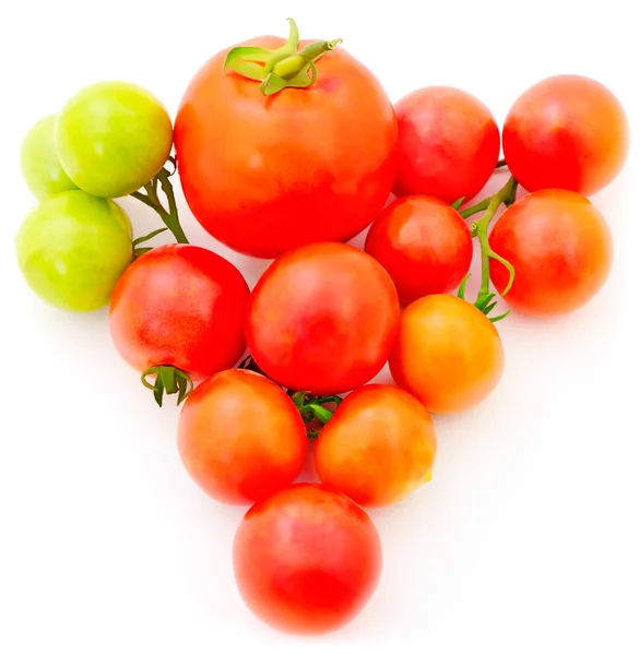 Closeup Tomates Videira Isolado Branco — Fotografia de Stock