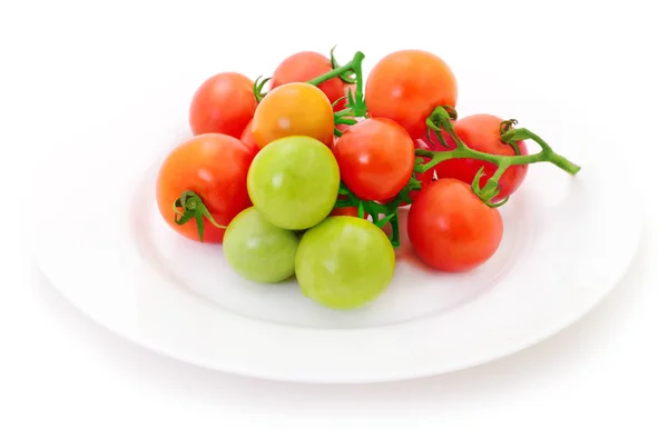 Closeup Tomates Videira Isolado Branco — Fotografia de Stock