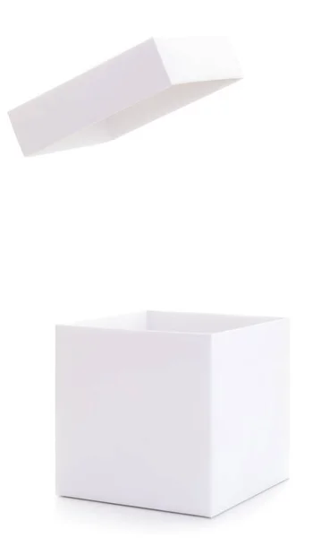 Κουτί Δώρου Λευκό Που Απομονώνονται Λευκό Φόντο — Φωτογραφία Αρχείου