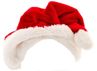 Noel Baba kırmızı şapka beyaz arka planda izole