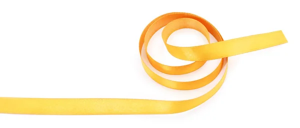 Golden Ribbon Border Isolated White Background — Stock Photo, Image