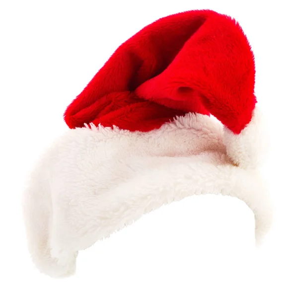 Santa Claus Červený Klobouk Izolované Bílém Pozadí — Stock fotografie