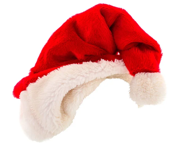 Sombrero Rojo Santa Claus Aislado Sobre Fondo Blanco — Foto de Stock