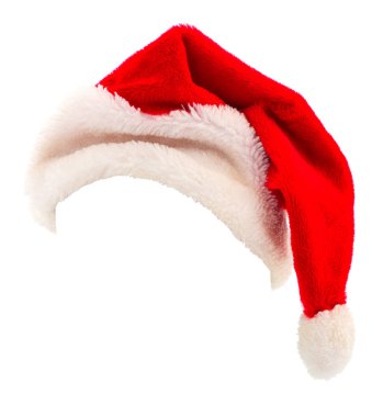Noel Baba kırmızı şapka beyaz arka planda izole